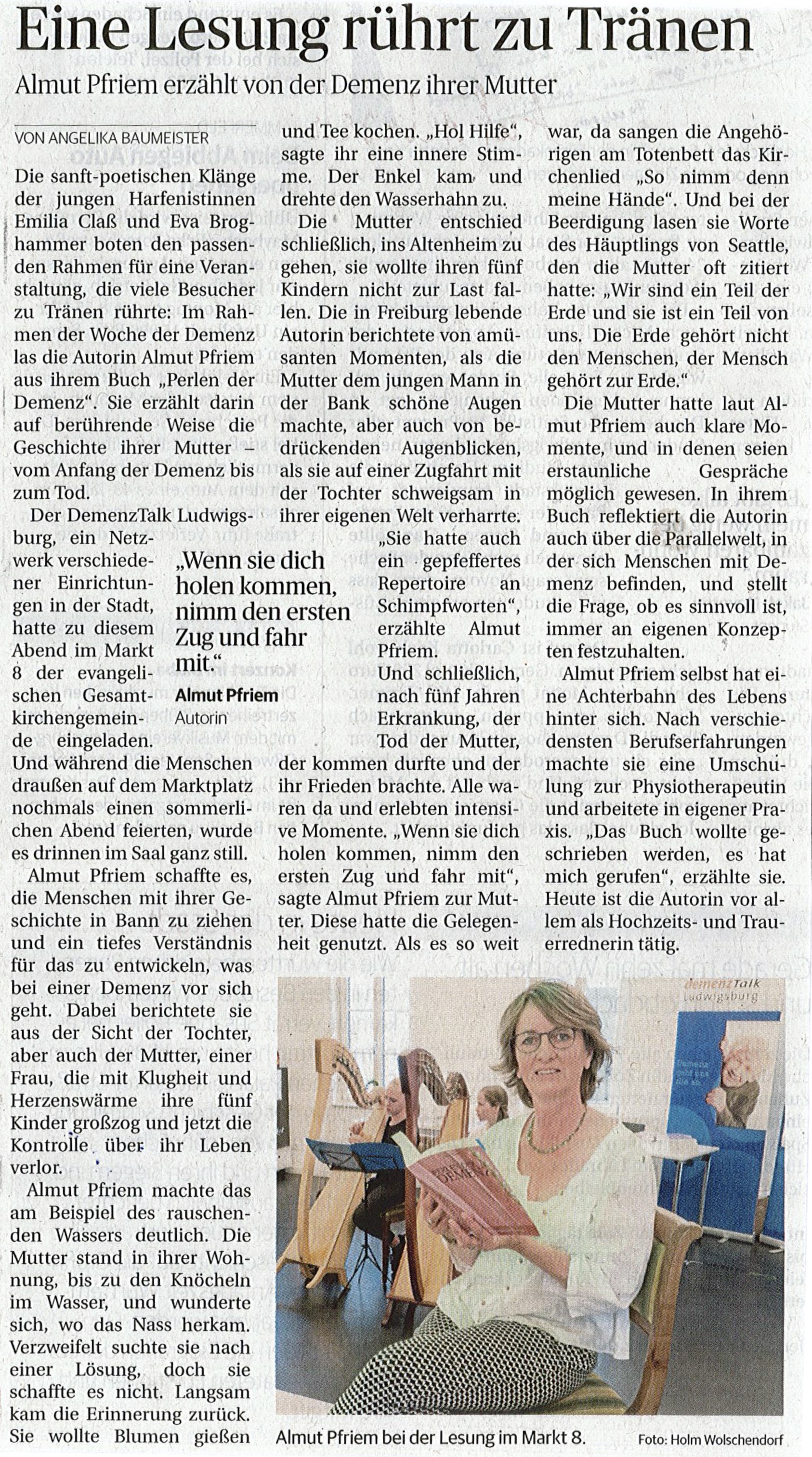 2019 09 24 EINE LESUNG RUEHRT ZU TRAENEN LKZ